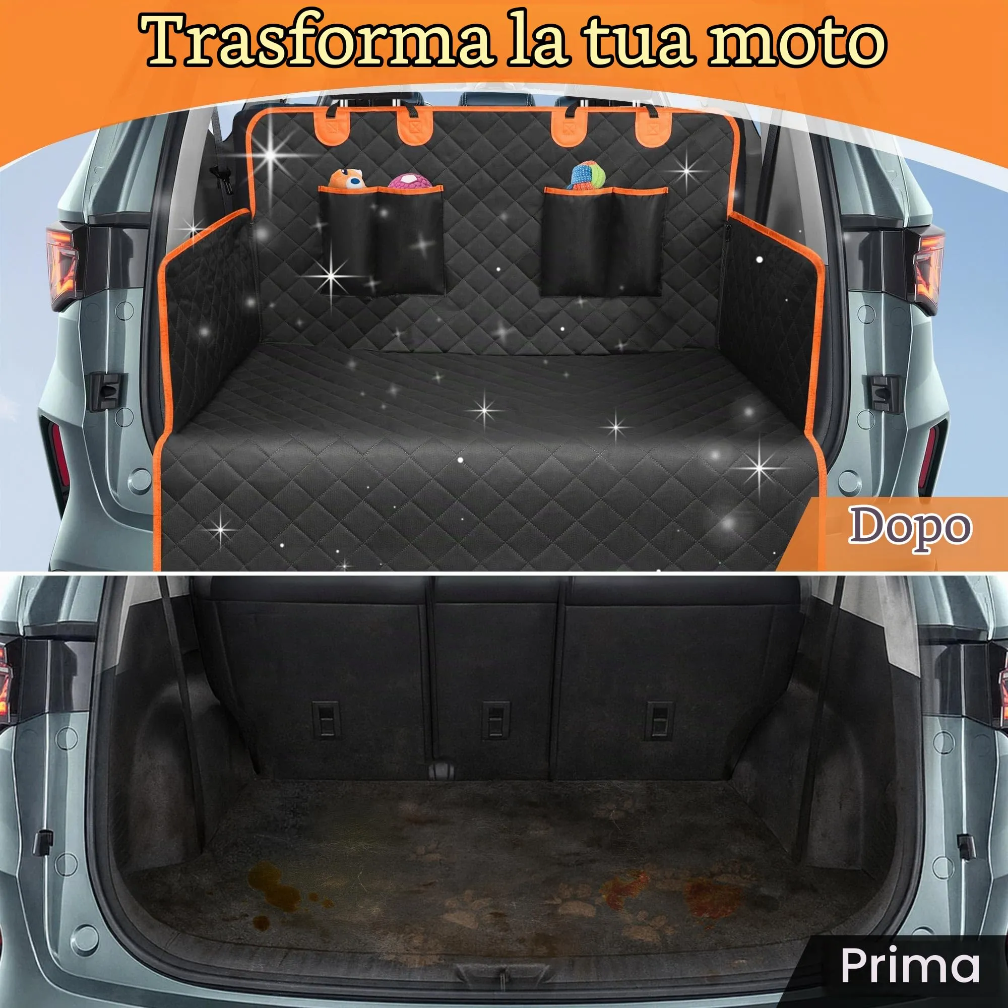 TORVEN Telo Auto per Cani - Telo Bagagliaio Auto Per cani con Protezione Laterale e Paraurti,Impermeabile & Antiscivolo & Graffi & Resistente,Telo Cane Auto Bagagliaio Facile da Pulire - immagine 7