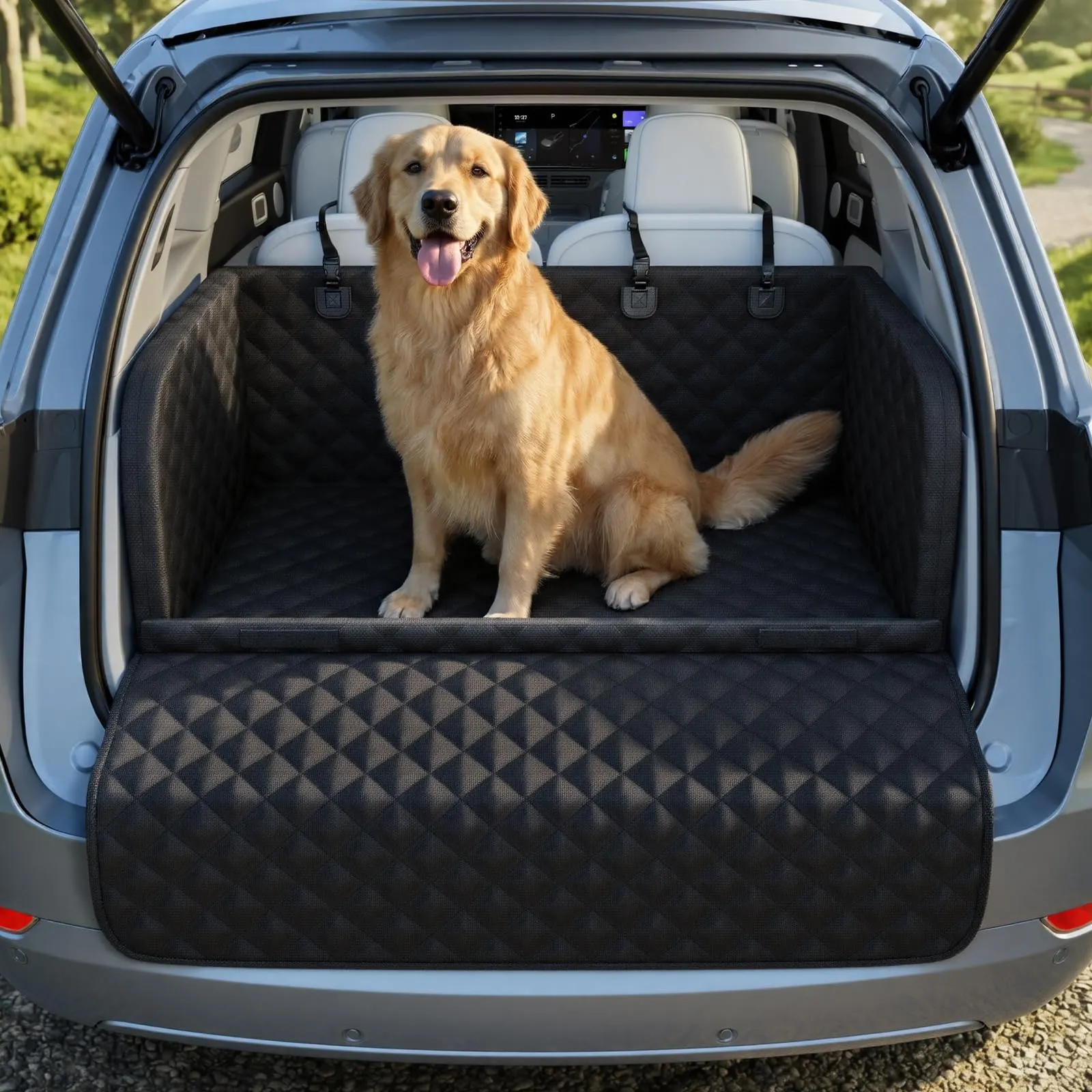 Pecute Telo Auto per Cani Protezione Bagagliaio Copertura, Protezione anticollisione in spugna, Telo Cane Auto Bagagliaio per SUV - immagine 1