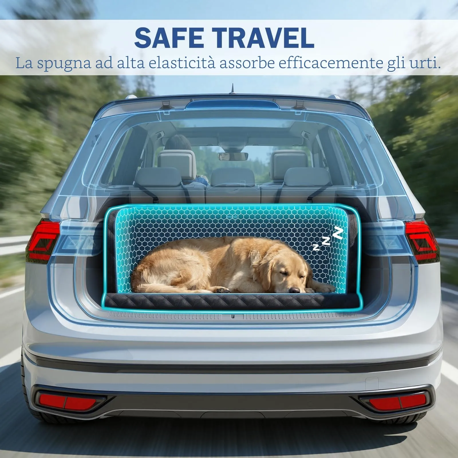Pecute Telo Auto per Cani Protezione Bagagliaio Copertura, Protezione anticollisione in spugna, Telo Cane Auto Bagagliaio per SUV - immagine 2