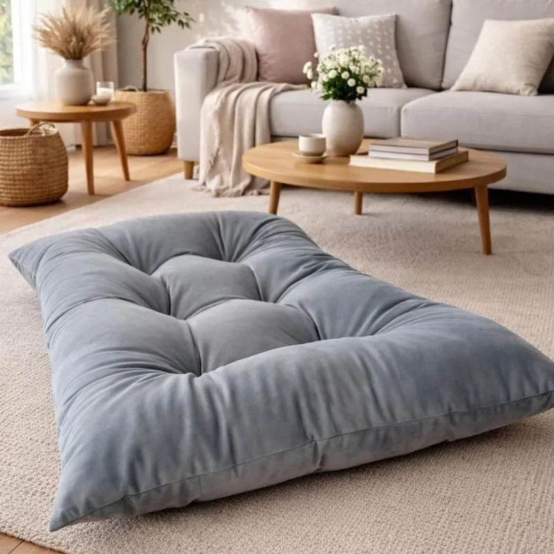 HAPPYRELAX - Cuscino per Cani Taglia Media Piccola in Velluto Pregiato (85x60cm, h15cm) Cuccia Cane Interno Imbottita in Fiocco di Poliestere, Cuscino Cane Lavabile, Made in Italy (Grigio Medio) - immagine 1