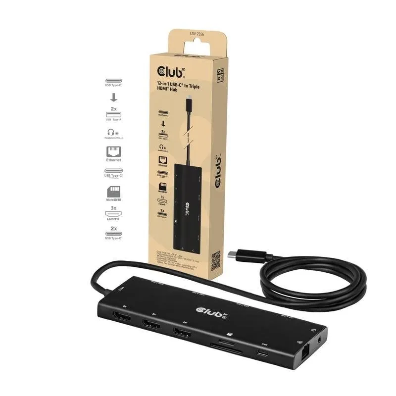 Base USB-C Club 3D CSV-2556 12-in-1 Triple HDMI DP2.1 100W - immagine 1
