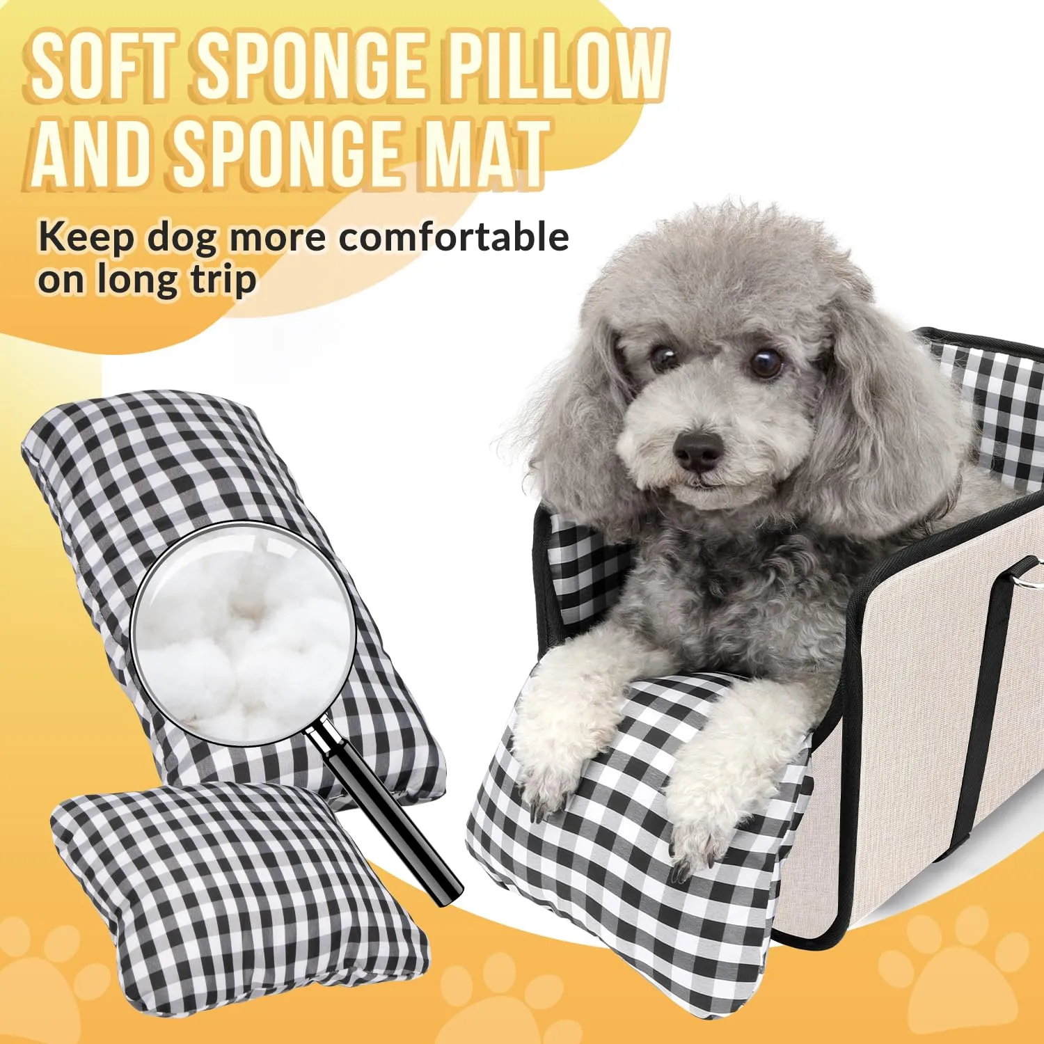SlowTon Seggiolino Auto per Cani Console, Seggiolino Rialzato per Animali con Cintura di Sicurezza e Cuscini Morbidi, Consolle Centrale Anti-Crollo con Supporto Staccabile, Trasportini Portatili - immagine 4