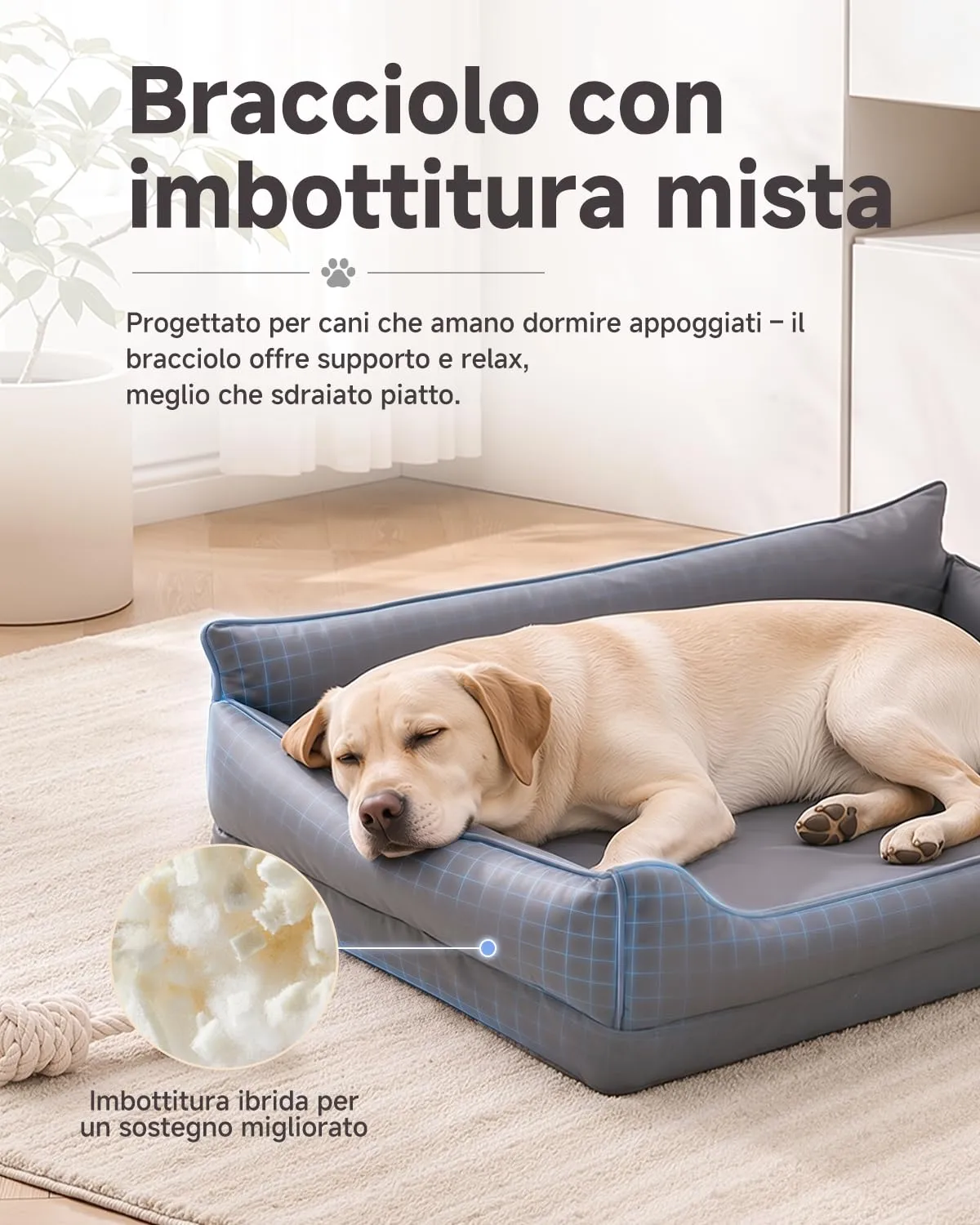 Cuccia Cane Interno Impermeabile ,Ecopelle Divano per Cani 4 bordi,91x68 cm - immagine 4