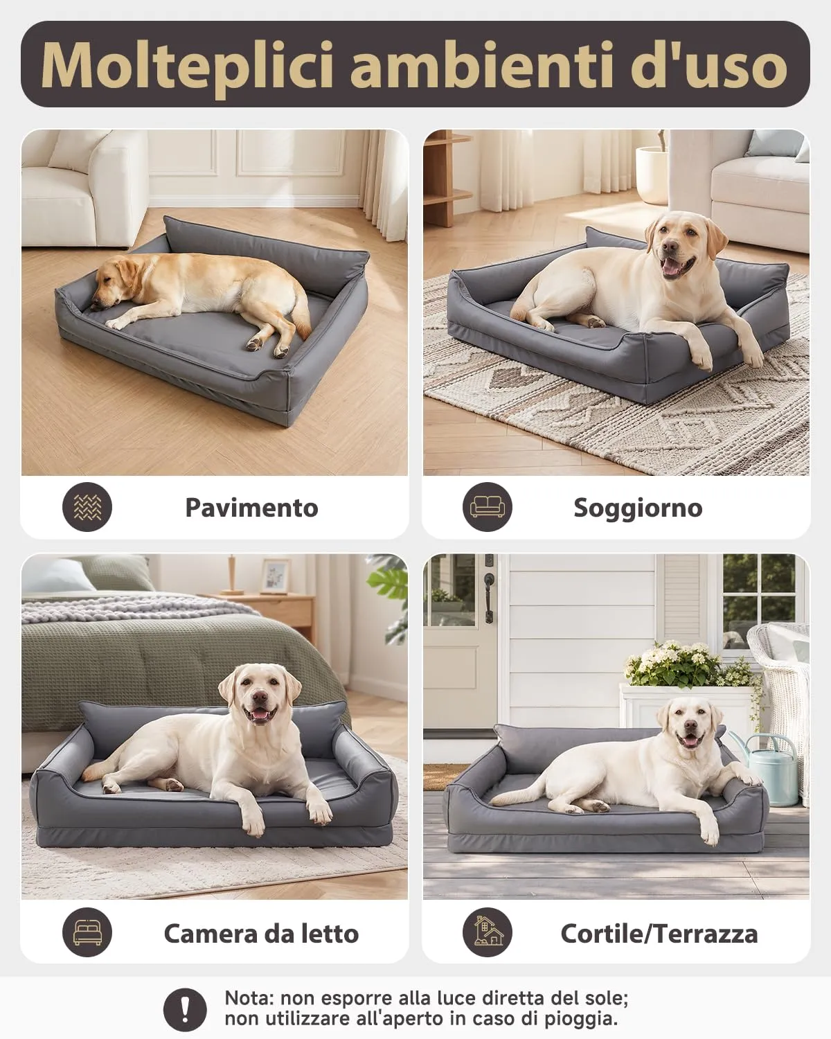 Cuccia Cane Interno Impermeabile ,Ecopelle Divano per Cani 4 bordi,73x45cm - immagine 9