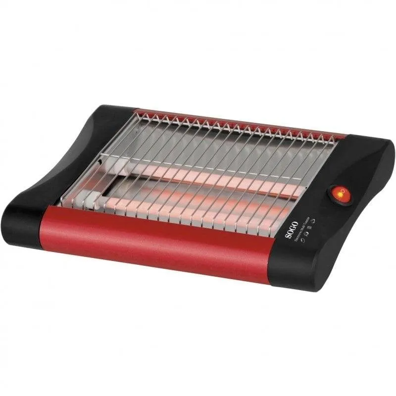 Tostapane piatto Sogo TOS-SS-5317 2 fette 300 W Scongelamento Riscaldamento Nero Rosso - immagine 1