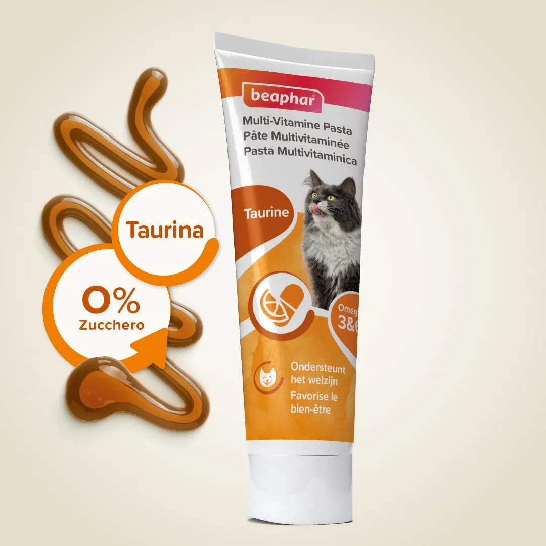 Beaphar, Pasta Multivitaminica per Gatti, Snack Quotidiano Gustoso Ricco di Vitamine e Minerali, Supporta la Salute di Cuore e Vista, Migliora la Brillantezza del Pelo, Tubetto 100 g - immagine 2