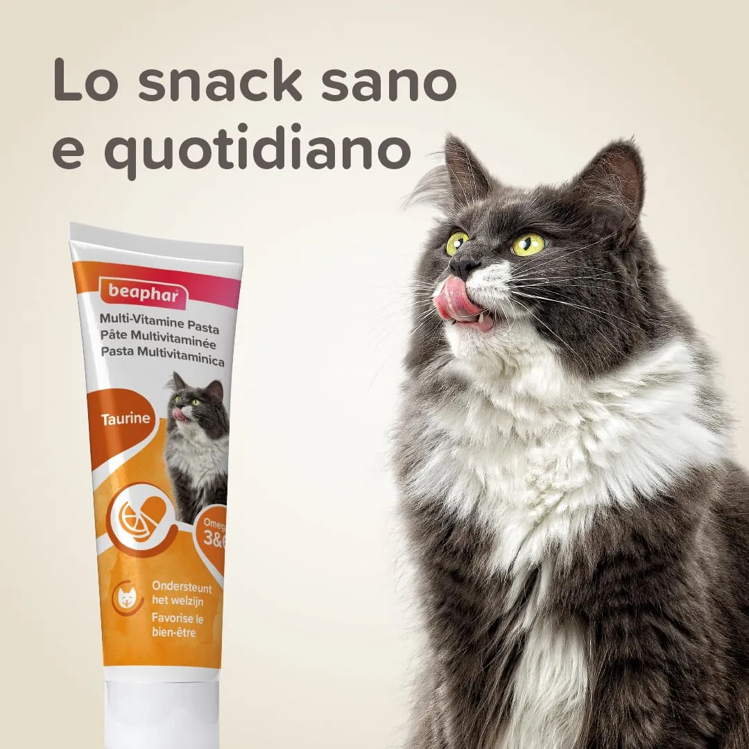 Beaphar, Pasta Multivitaminica per Gatti, Snack Quotidiano Gustoso Ricco di Vitamine e Minerali, Supporta la Salute di Cuore e Vista, Migliora la Brillantezza del Pelo, Tubetto 100 g - immagine 5