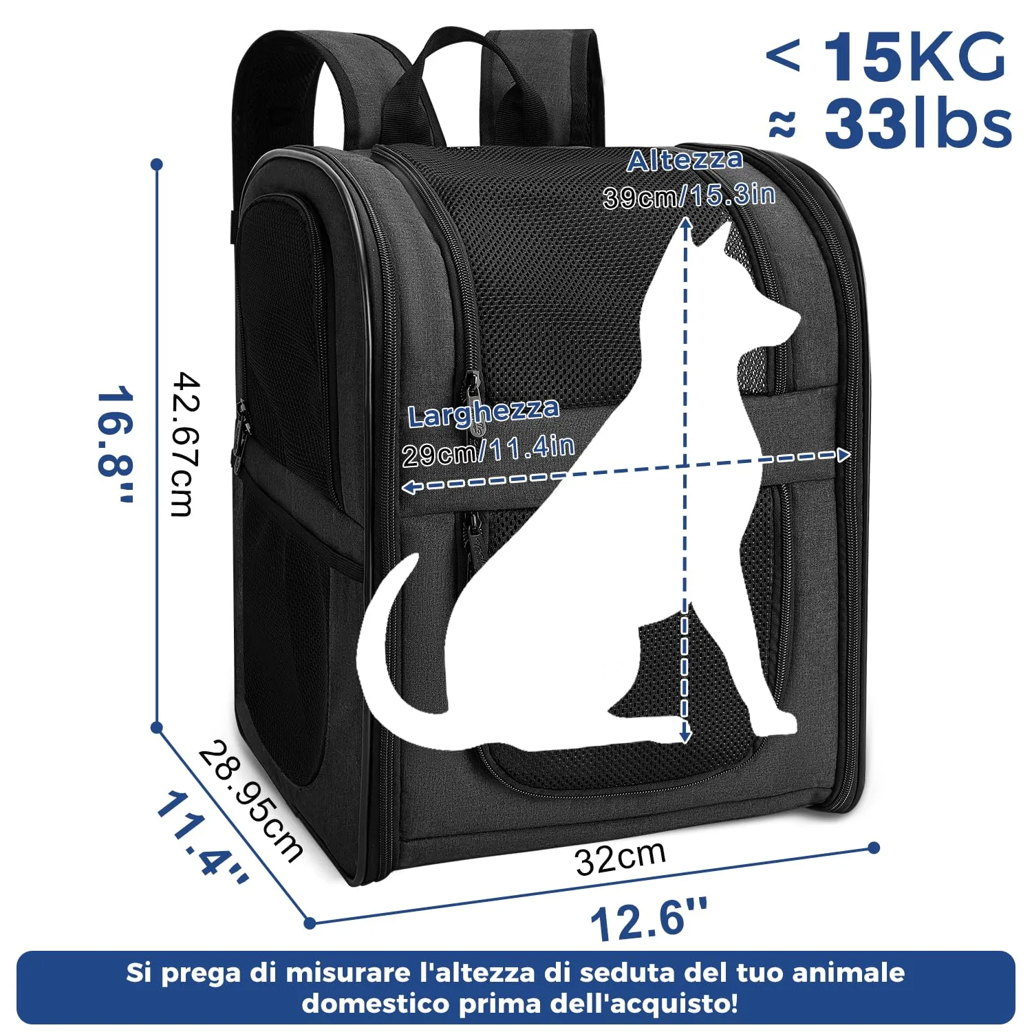 Apollo Walker Zaino per cani e gatti nero - immagine 2