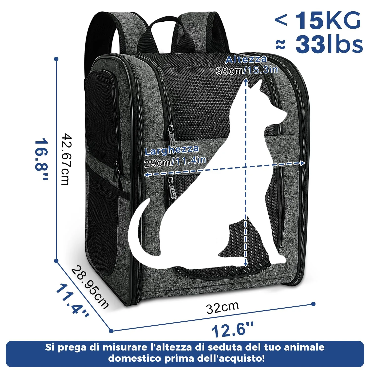 Apollo Walker Zaino per cani e gatti Grigio - immagine 2