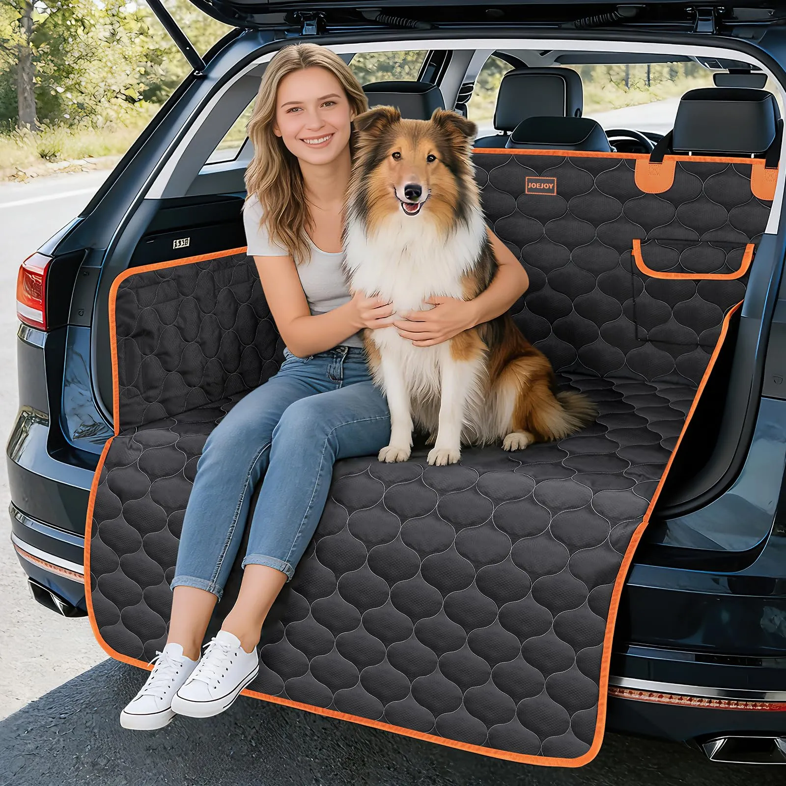 JOEJOY Telo Auto per Cani con Protezione Laterale e Paraurti, Universale Telo Cane Auto, Antiscivolo Impermeabile Resistente ai Graffi, per Telo Cane Auto per Station Wagon, Furgoni e SUV - immagine 8