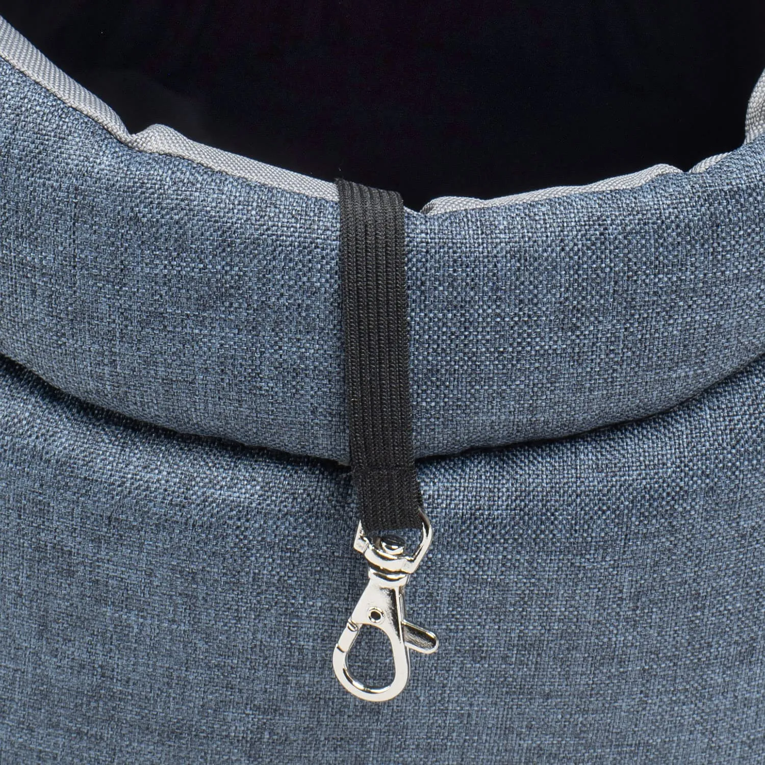 Borsa per il trasporto per cani e gatti | Borsa a tracolla per animali domestici con elastico con moschettone | fino a 15 kg | Materiale: poliestere | Taglia: L | Finto denim - immagine 5