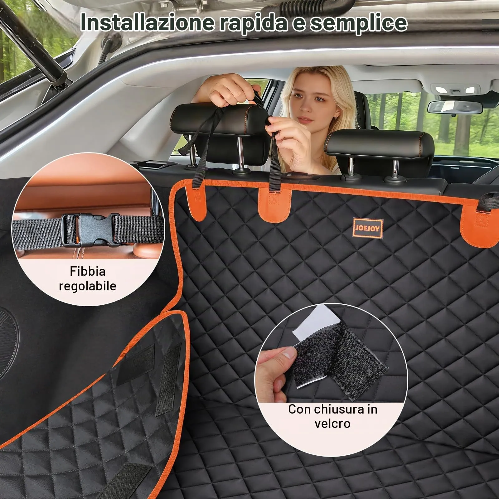 JOEJOY Telo Auto per Cani con Protezione Laterale e Paraurti, Telo Macchina per Cani Universale Antiscivolo Resistente ai Graffi per Station Wagon, Furgoni e SUV - immagine 3