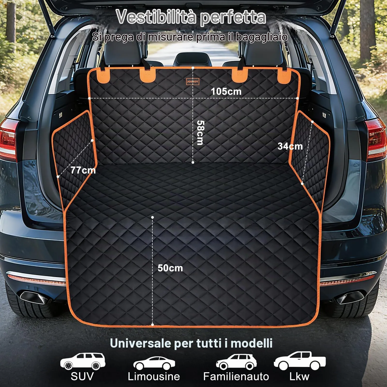 JOEJOY Telo Auto per Cani con Protezione Laterale e Paraurti, Telo Macchina per Cani Universale Antiscivolo Resistente ai Graffi per Station Wagon, Furgoni e SUV - immagine 5