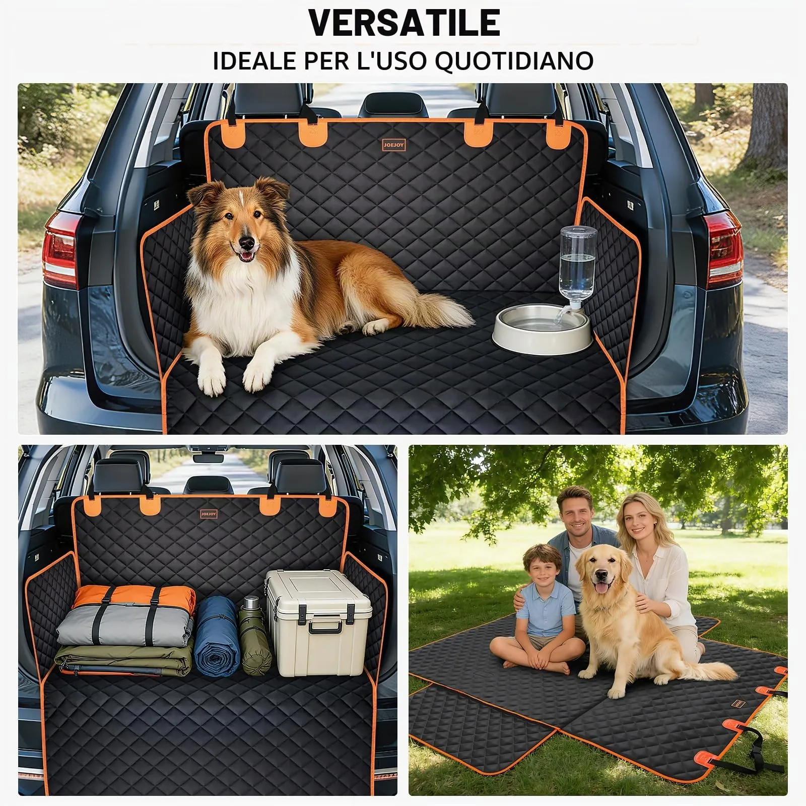 JOEJOY Telo Auto per Cani con Protezione Laterale e Paraurti, Telo Macchina per Cani Universale Antiscivolo Resistente ai Graffi per Station Wagon, Furgoni e SUV - immagine 7