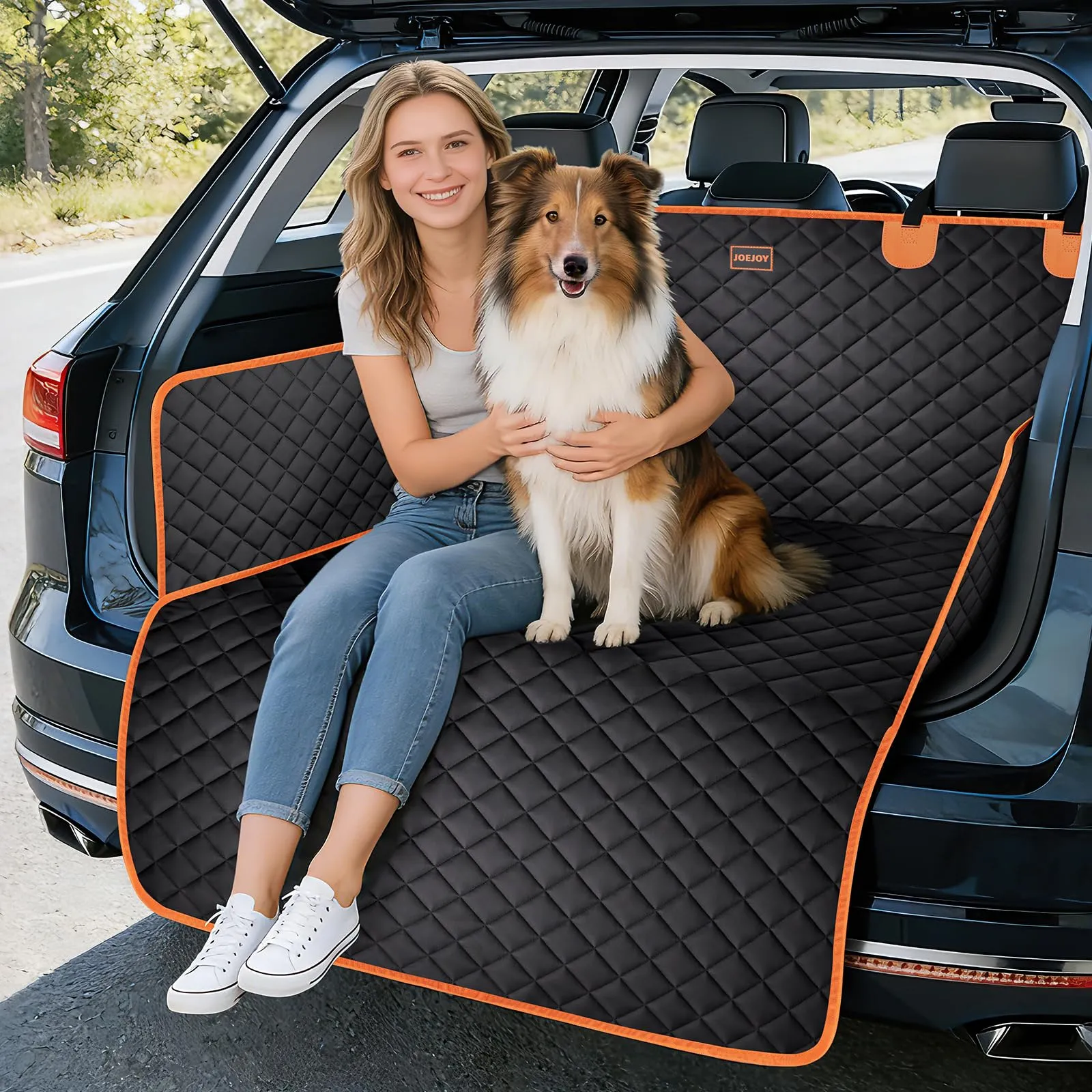 JOEJOY Telo Auto per Cani con Protezione Laterale e Paraurti, Telo Macchina per Cani Universale Antiscivolo Resistente ai Graffi per Station Wagon, Furgoni e SUV - immagine 8