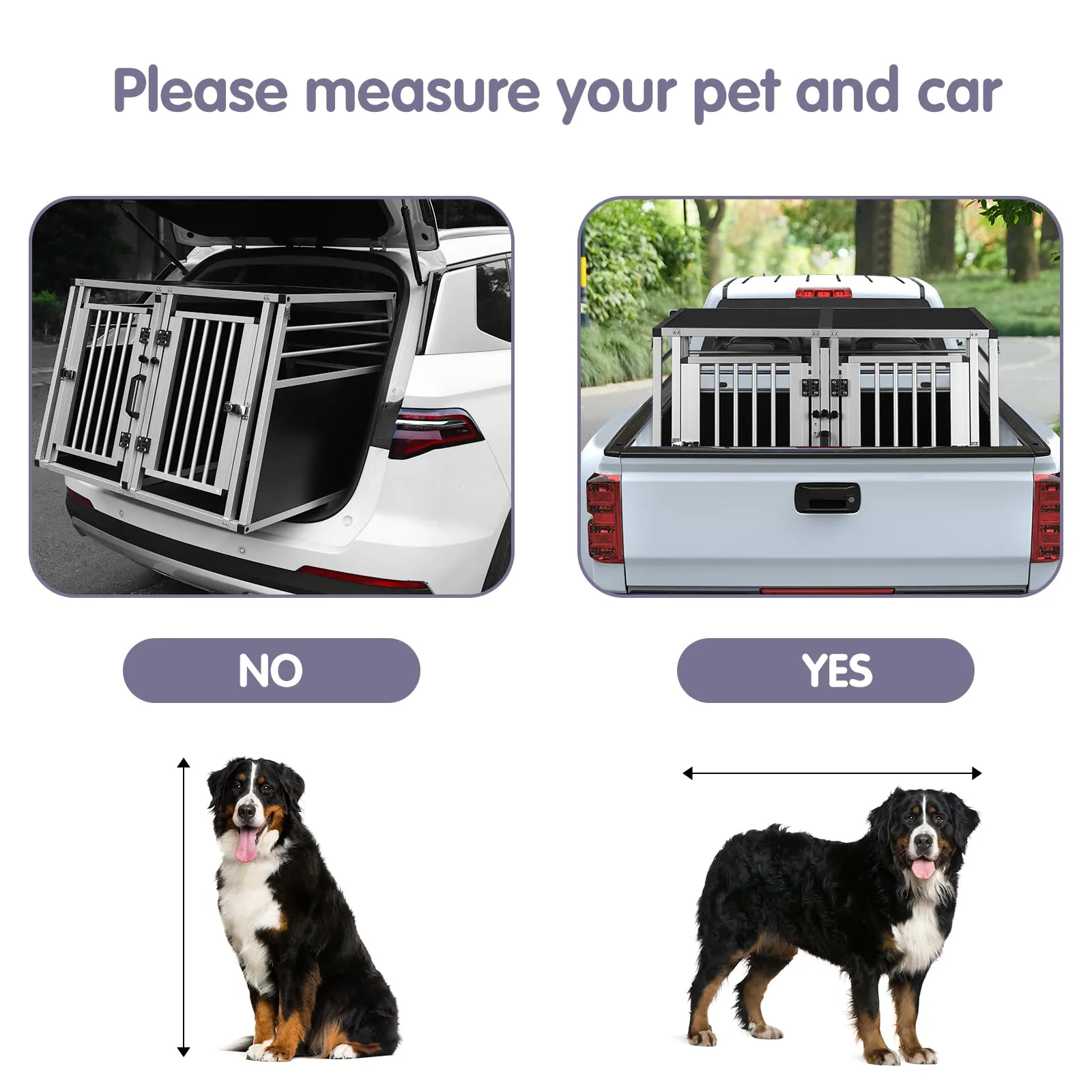 EUGAD Trasportino Doppio per Cani Auto, Kennel Cane Grande 97x92x66cm - immagine 2