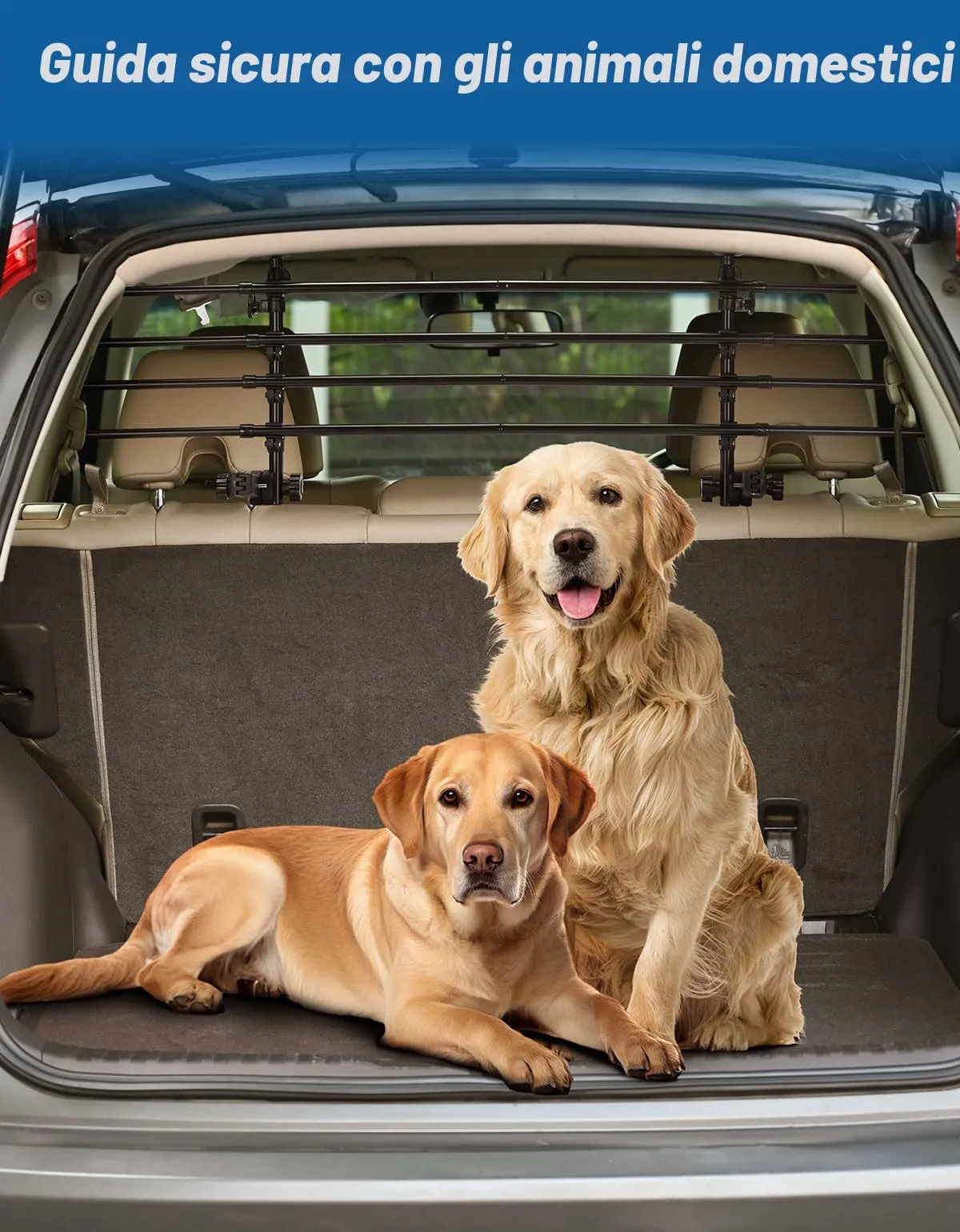 JOYTUTUS Divisori Auto per Cani, Barriere Cani per Veicoli, Griglia Protettiva Protezione per Auto Protezione per Alluminio Divisorio per Bagagli Griglia Universale per Bagagliaio - immagine 9