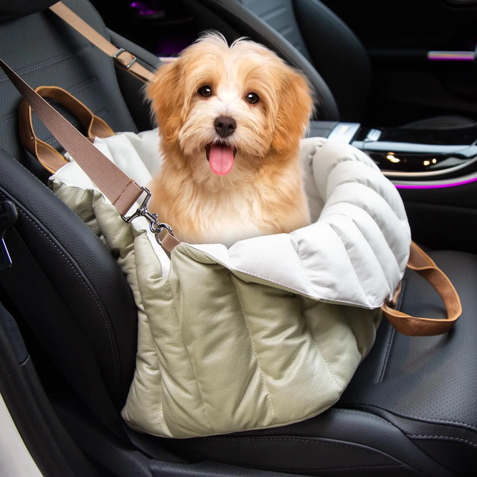 Cleva Home Seggiolino auto per cani di piccola taglia, trasportino da viaggio e lettino per animali domestici, sedile antiscivolo per cani fino a 4,5 kg, borsa alla moda per interni ed esterni - immagine 1