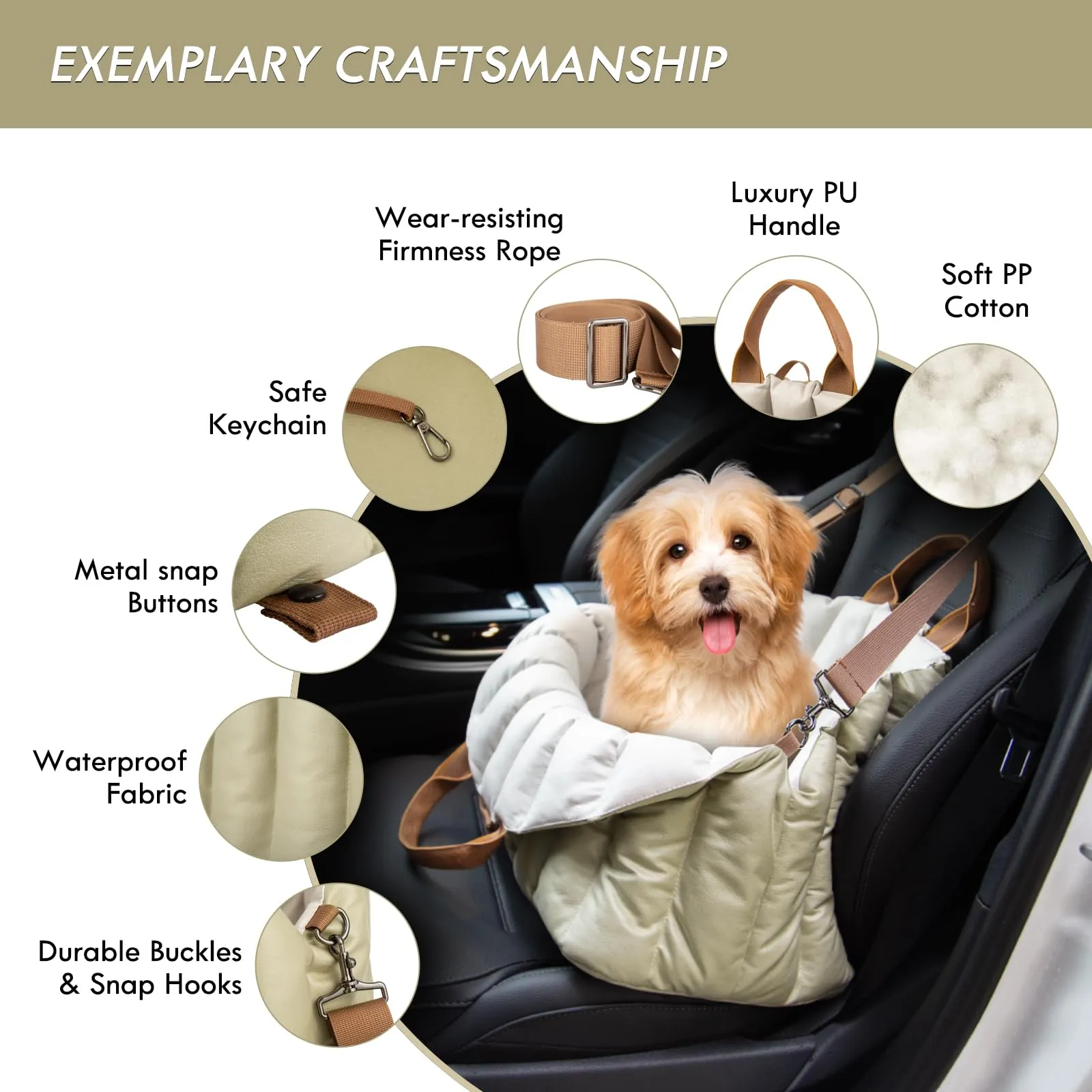 Cleva Home Seggiolino auto per cani di piccola taglia, trasportino da viaggio e lettino per animali domestici, sedile antiscivolo per cani fino a 4,5 kg, borsa alla moda per interni ed esterni - immagine 2