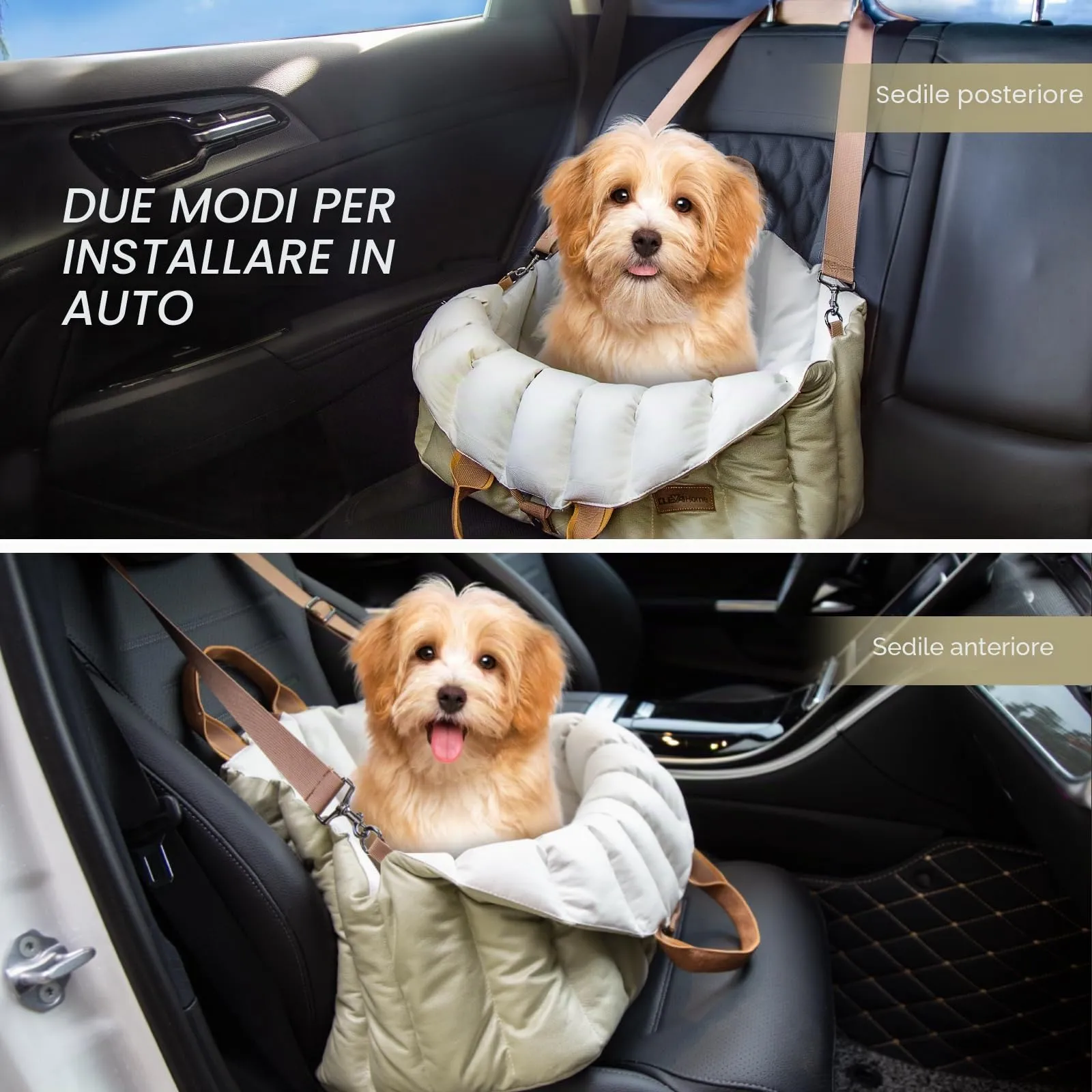 Cleva Home Seggiolino auto per cani di piccola taglia, trasportino da viaggio e lettino per animali domestici, sedile antiscivolo per cani fino a 4,5 kg, borsa alla moda per interni ed esterni - immagine 3