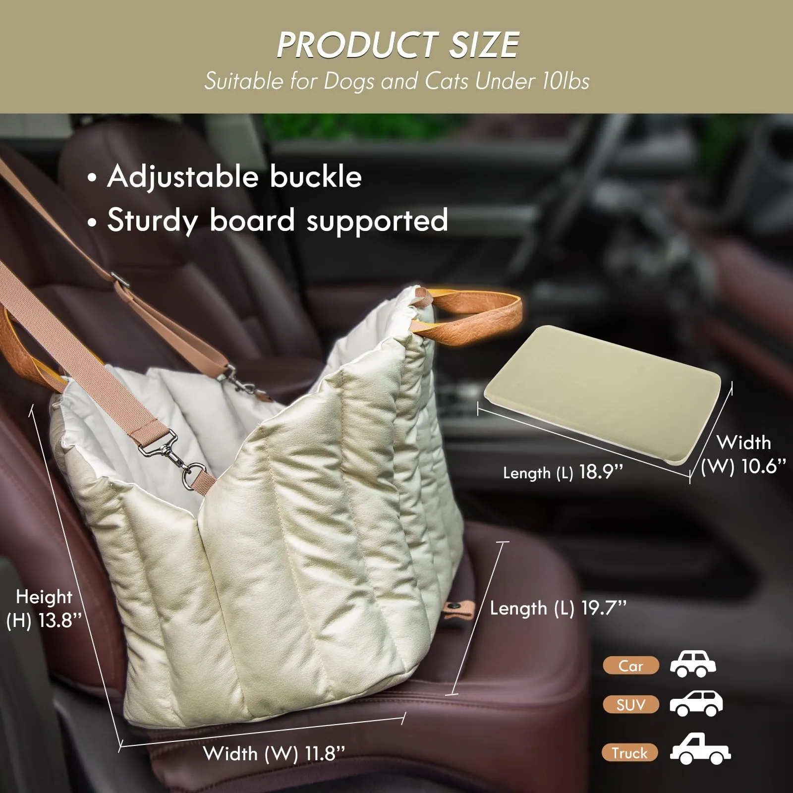 Cleva Home Seggiolino auto per cani di piccola taglia, trasportino da viaggio e lettino per animali domestici, sedile antiscivolo per cani fino a 4,5 kg, borsa alla moda per interni ed esterni - immagine 4