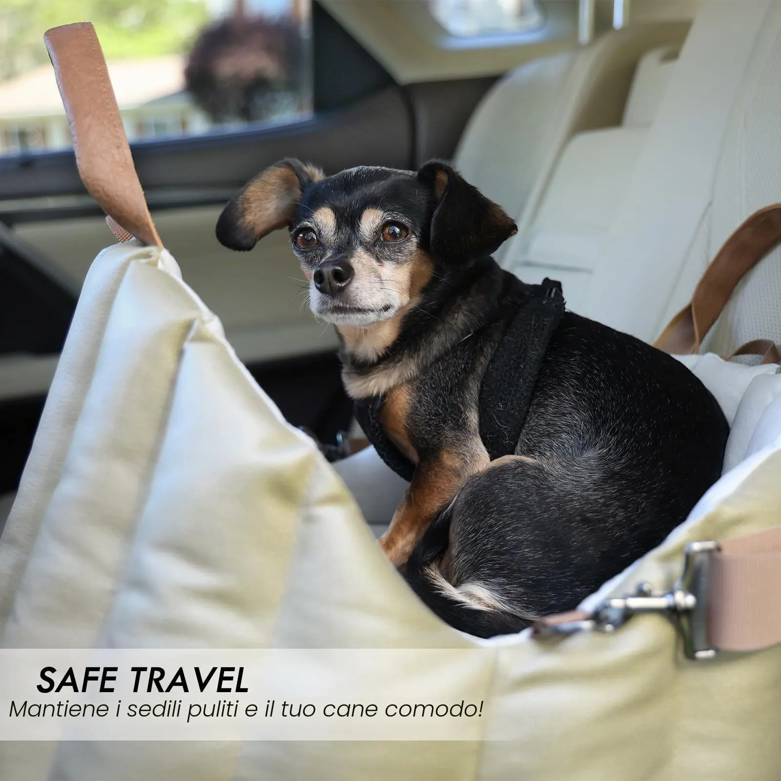 Cleva Home Seggiolino auto per cani di piccola taglia, trasportino da viaggio e lettino per animali domestici, sedile antiscivolo per cani fino a 4,5 kg, borsa alla moda per interni ed esterni - immagine 7