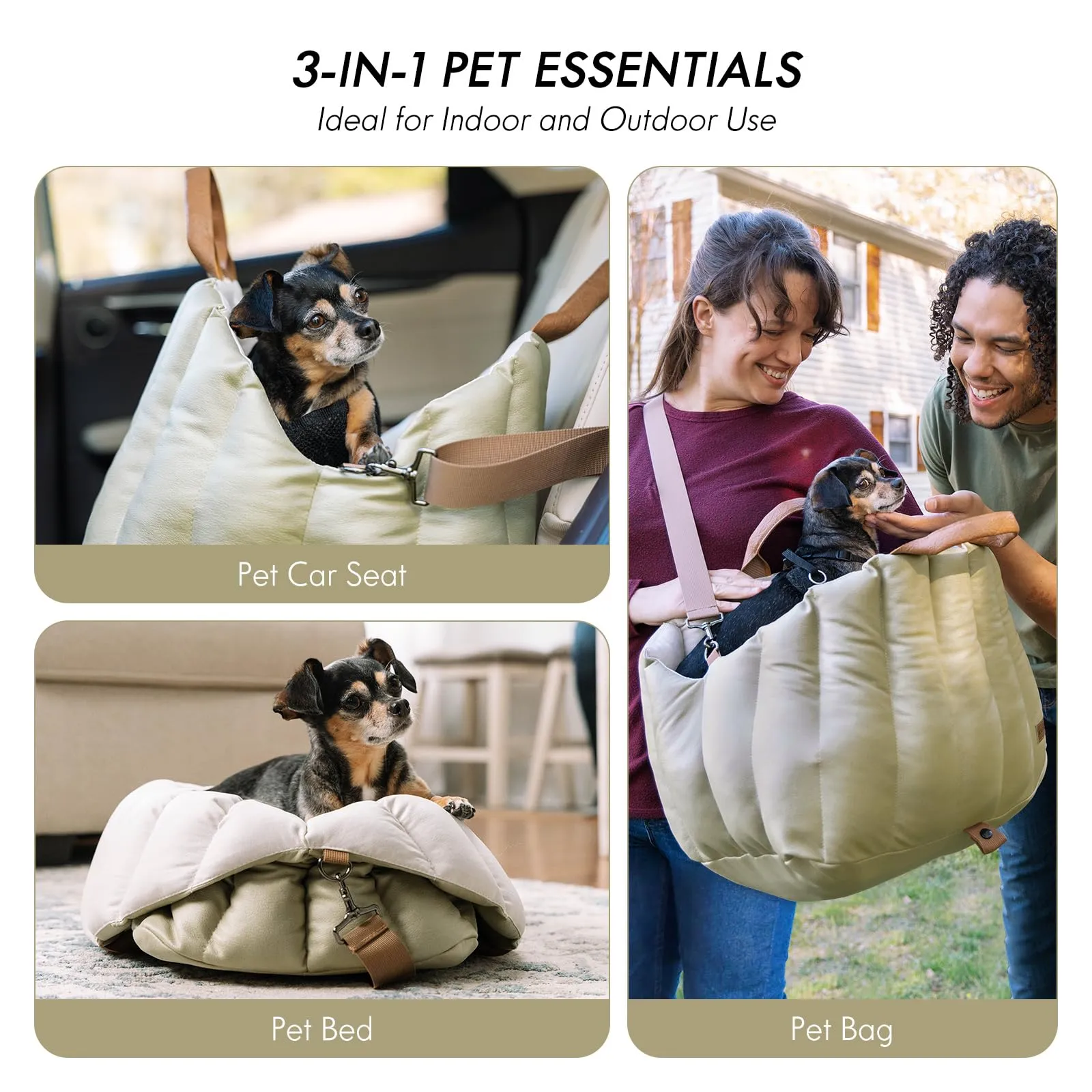 Cleva Home Seggiolino auto per cani di piccola taglia, trasportino da viaggio e lettino per animali domestici, sedile antiscivolo per cani fino a 4,5 kg, borsa alla moda per interni ed esterni - immagine 8