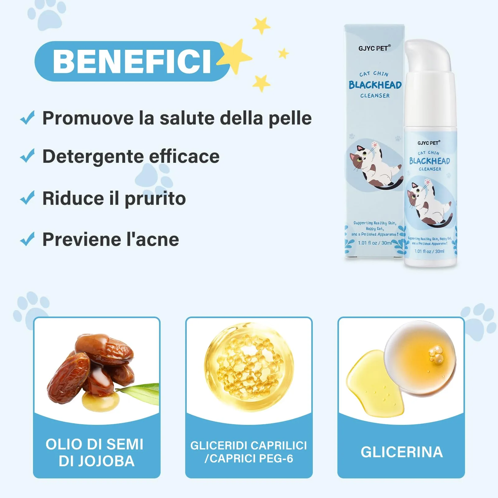 GJYC PET Kit per la Cura dell'Acne del Mento del Gatto - Lozione Detergente per l'Acne del Gatto 30ml con Spazzola per la Pulizia dell'Acne, Rimuove Delicatamente i Punti Neri Causati da Diete Non - immagine 5