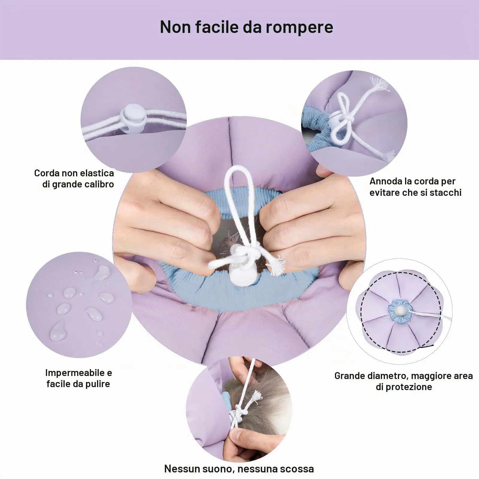 Collare Elisabettiano GattoCollare, Morbido per Gatti,Collare Recupero Regolabile Impermeabile, Stile Fiore Viola Tutte le Stagioni (Taglia M) - immagine 3