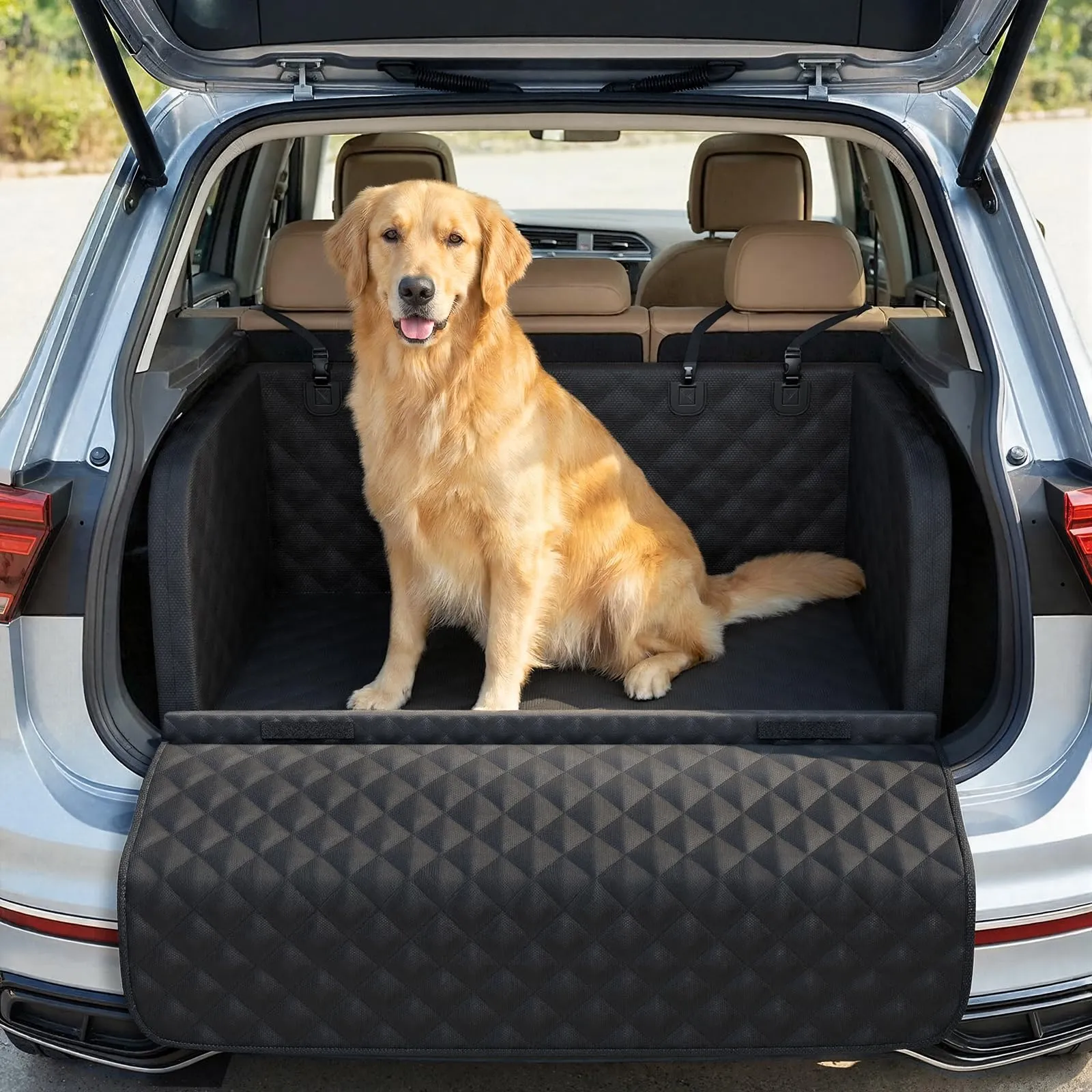 Pecute Telo Auto per Cani Protezione Bagagliaio Copertura, Protezione anticollisione in spugna, Telo Cane Auto Bagagliaio per SUV - immagine 1