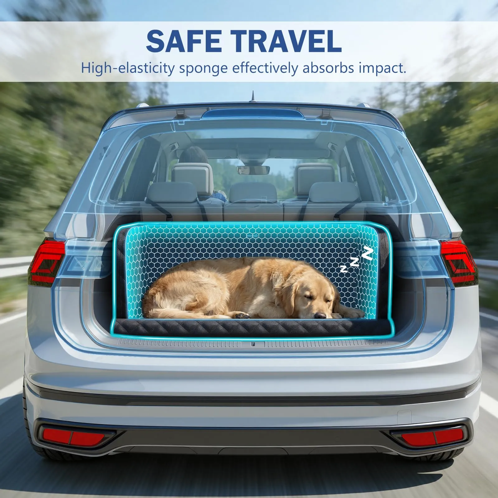 Pecute Telo Auto per Cani Protezione Bagagliaio Copertura, Protezione anticollisione in spugna, Telo Cane Auto Bagagliaio per SUV - immagine 2