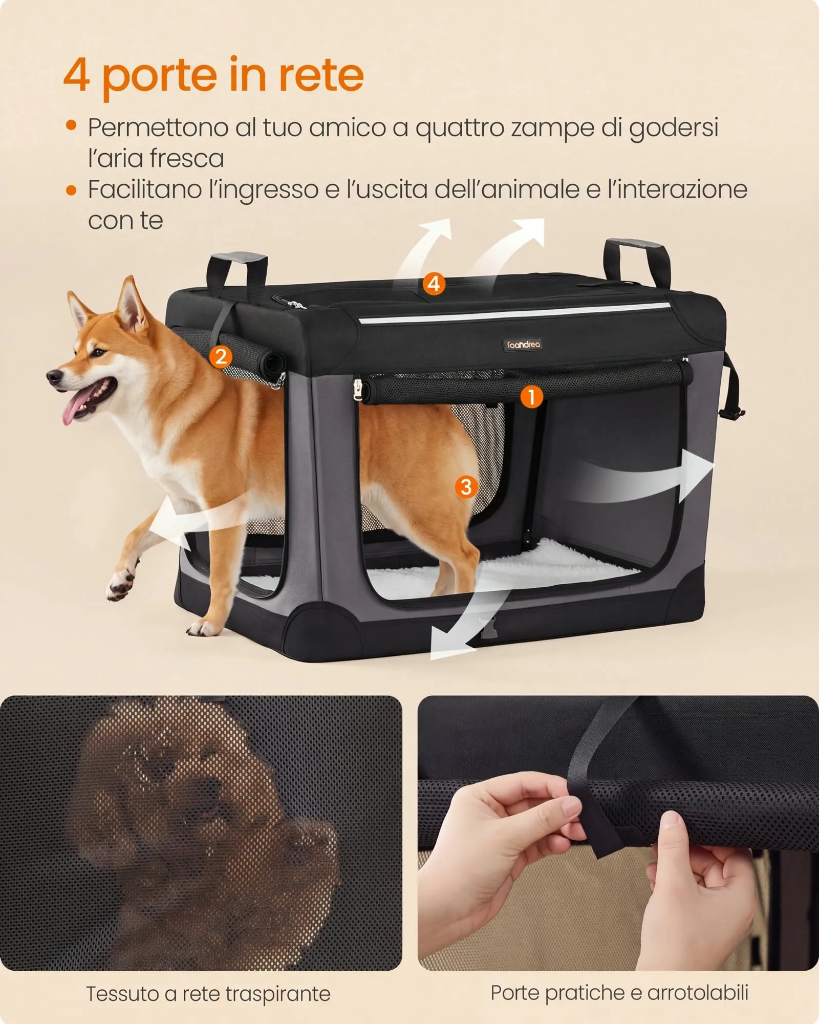 Feandrea Trasportino Pieghevole per Cani di Piccola Taglia - immagine 4