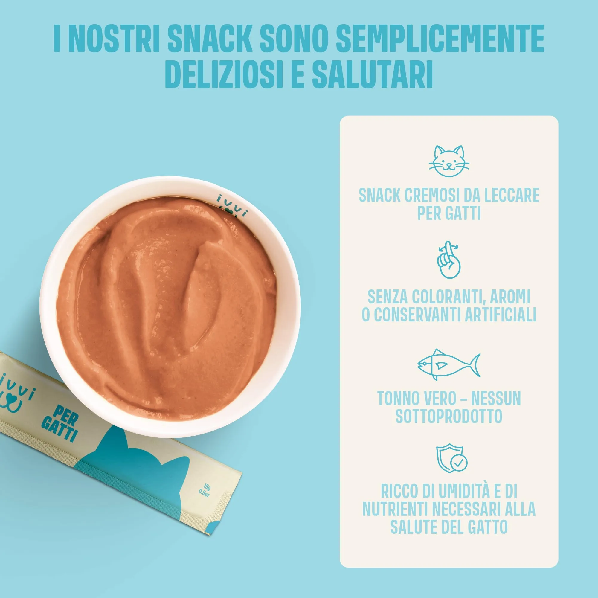 ivvi Essenza Multivitaminica per Gatti – snack cremoso con vero tonno – con vitamine del gruppo B, vitamine A, D3 ed E, biotina, L-lisina, magnesio e cozza verde – 30 x 15 g - immagine 4