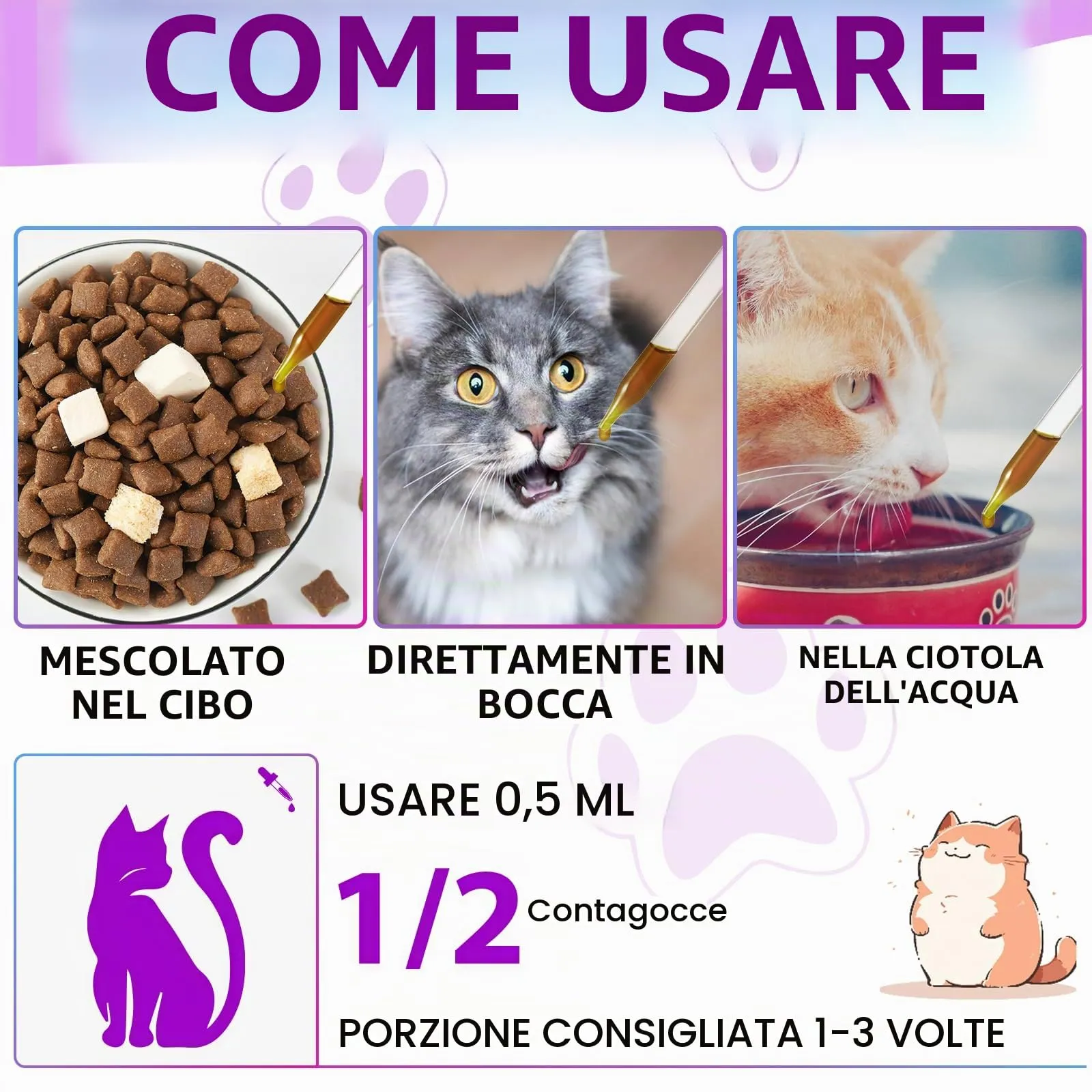 Gocce multivitaminiche 15 in 1 per gatti 2x60ml, vitamine e integratori per gatti con glucosamina e mirtillo rosso - Supporta la salute del sistema immunitario, della pelle, del pelo e del cuore - immagine 2