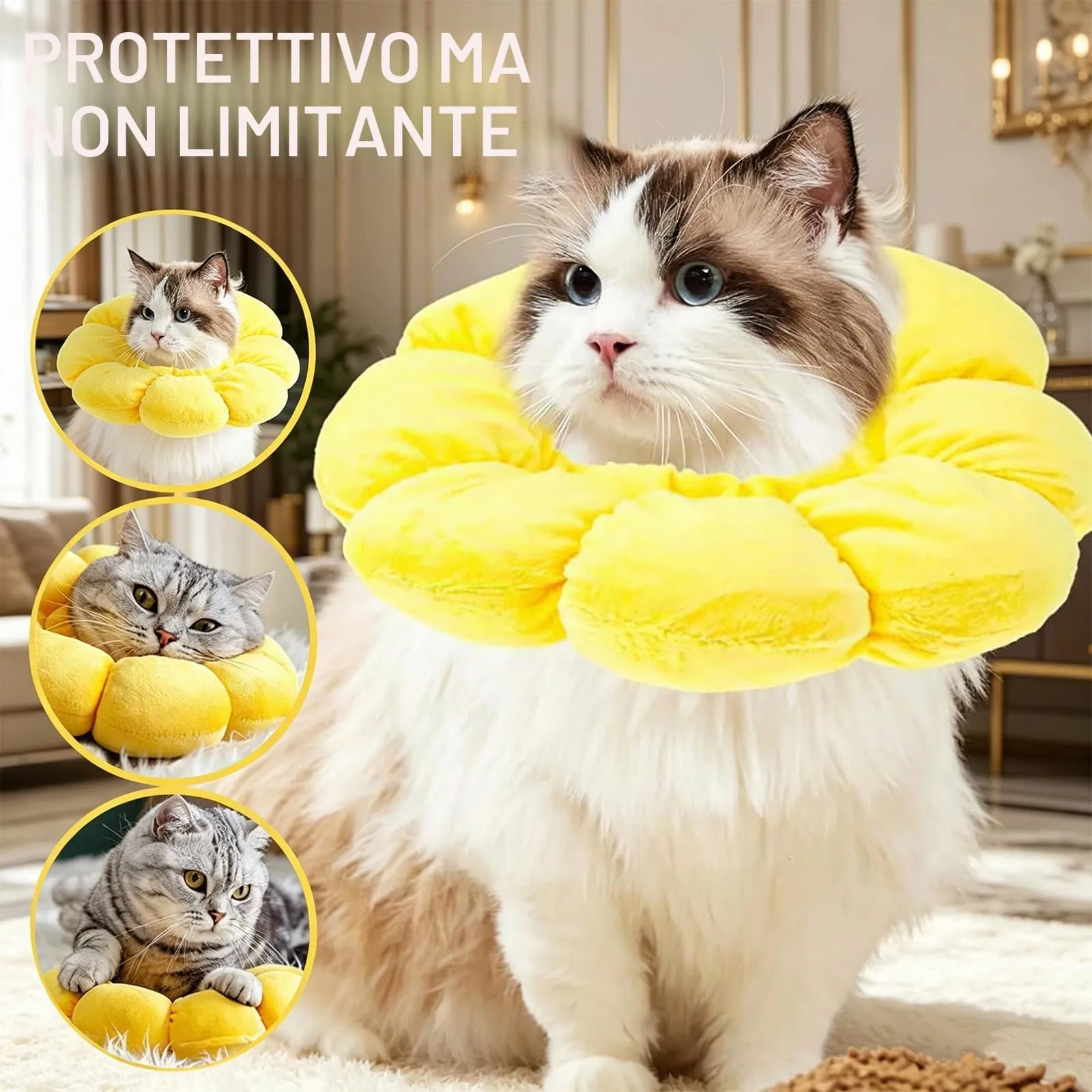 BIVYAX 1 Collare Protettivo per Gatto, Collare Elisabettiano Morbido per Gatto Post-Operatorio, collare gatto Anti-Leccatura a Forma di Fiore per Cani Piccoli e Gatti, Comodo e Regolabile - immagine 6