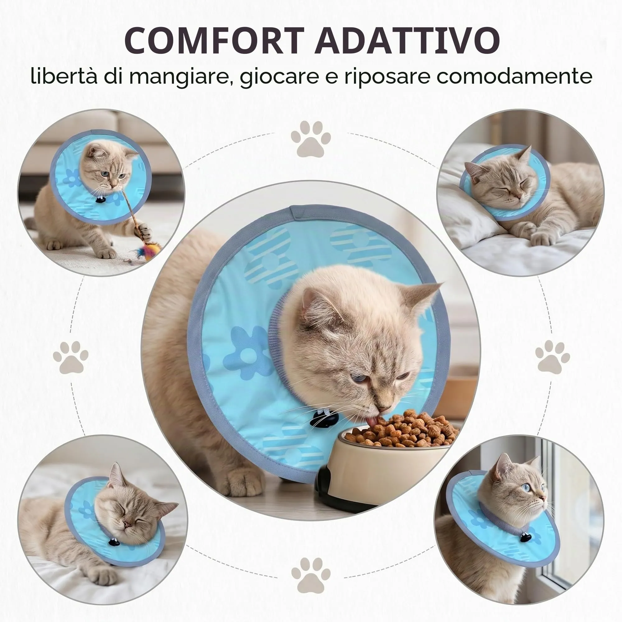 OQKAHIV 1 pcs Collare di Recupero per Gatti, Collare elisabettiano per gatto morbido, Collare Protettivo per Gatti Regolabile Collare Elisabettiano per Gattini Cuccioli Dopo l'Intervento Chirurgico - immagine 3