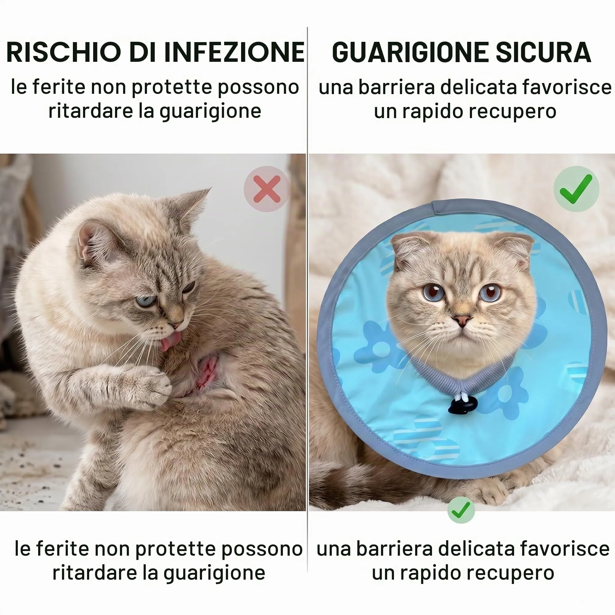 OQKAHIV 1 pcs Collare di Recupero per Gatti, Collare elisabettiano per gatto morbido, Collare Protettivo per Gatti Regolabile Collare Elisabettiano per Gattini Cuccioli Dopo l'Intervento Chirurgico - immagine 4