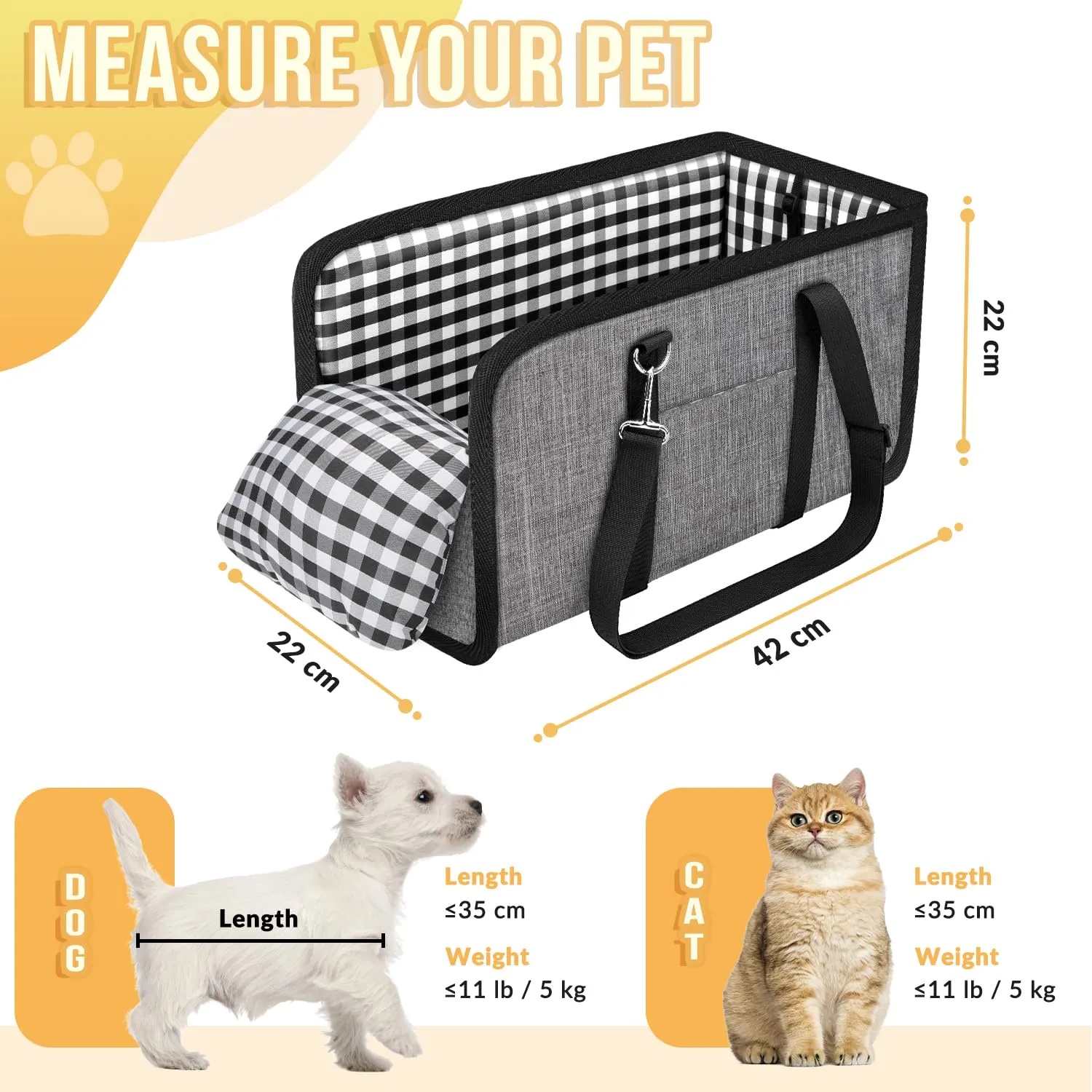 SlowTon Seggiolino Auto per Cani Console, Seggiolino Rialzato per Animali con Cintura di Sicurezza e Cuscini Morbidi, Consolle Centrale Anti-Crollo con Supporto Staccabile, Trasportini Portatili - immagine 7