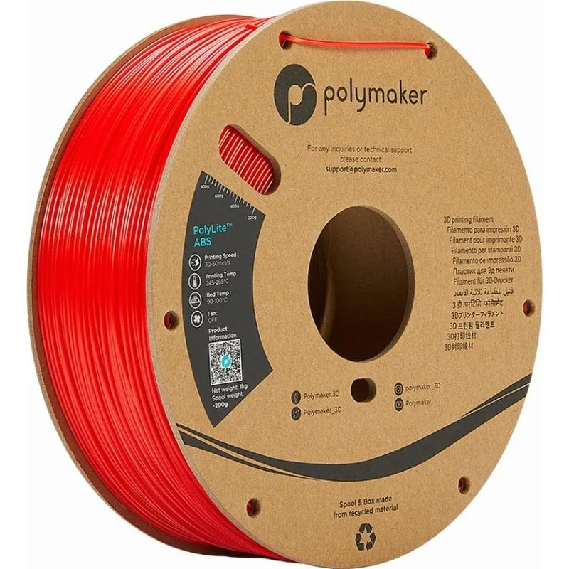 Filamento ABS Polymaker PolyLite PE01004 1,75 mm Rosso alta qualità - immagine 1