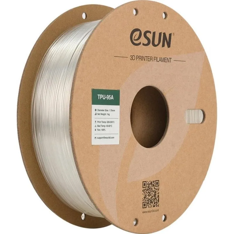 Filamento TPU eSUN TPU-95A175T1P1 Trasparente 1,75 mm Flessibile Alta Resistenza - immagine 1