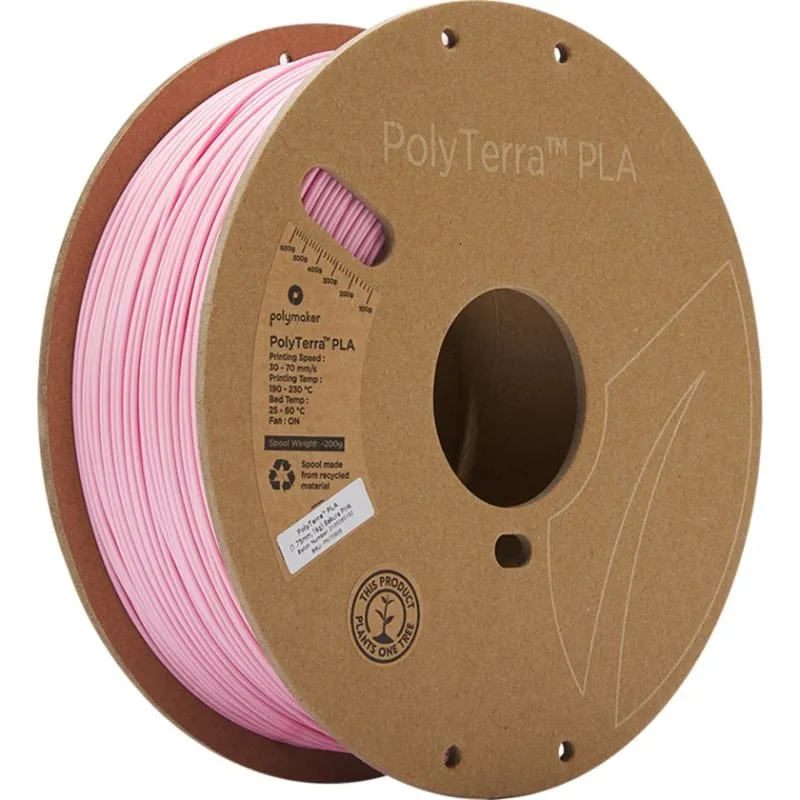 Filamento PLA Polymaker PolyTerra Rosa 1,75 mm Ecologico Facile Stampa - immagine 1