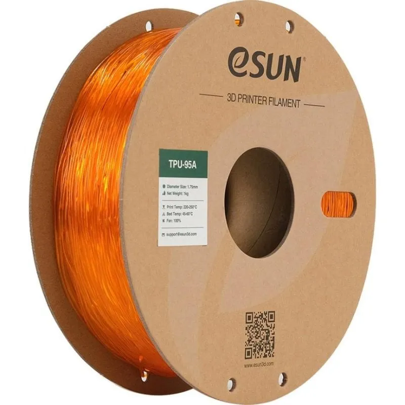 Filamento TPU eSUN TPU-95A175T-O1P1 Trasparente Arancione 1,75 mm Flessibile Alta Tenacità - immagine 1