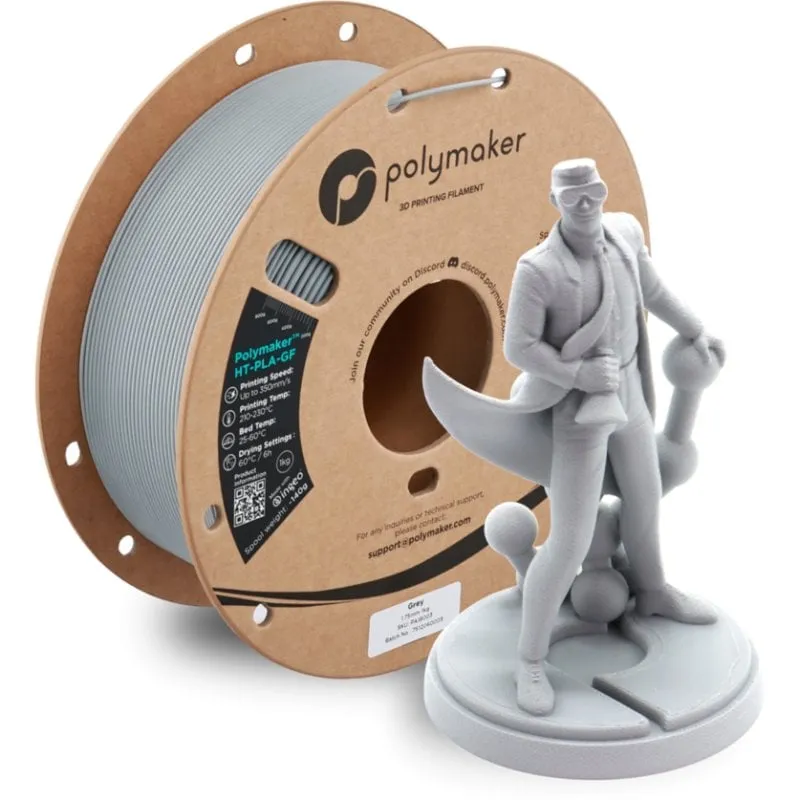 Filamento PLA tecnico Polymaker HT-PLA-GF Grigio 1,75 mm Resistenza Termica - immagine 1
