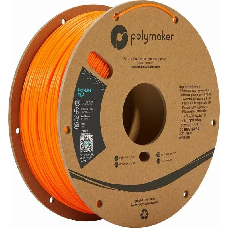 Filamento PLA Polymaker PolyLite PA02008 Arancione 1,75 mm Facile Stampa - immagine 1