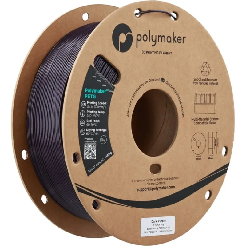 Filamento PETG Polymaker PB05019 Viola 1,75 mm Alta Velocità UV Resistente - immagine 1