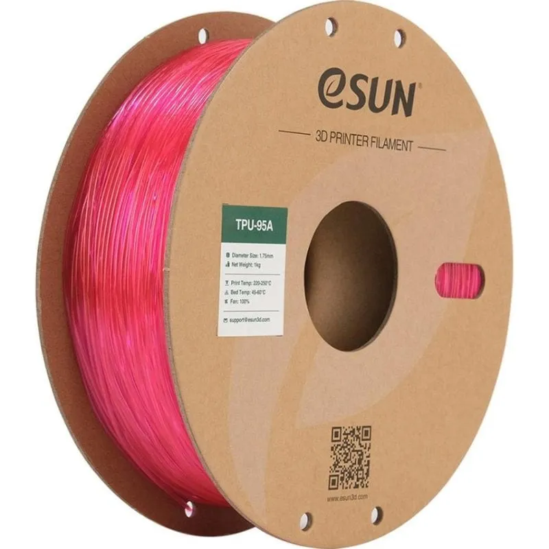 Filamento TPU eSUN TPU-95A175T-P1P1 Rosa Trasparente 1,75 mm Flessibile Alta Tenacità - immagine 1