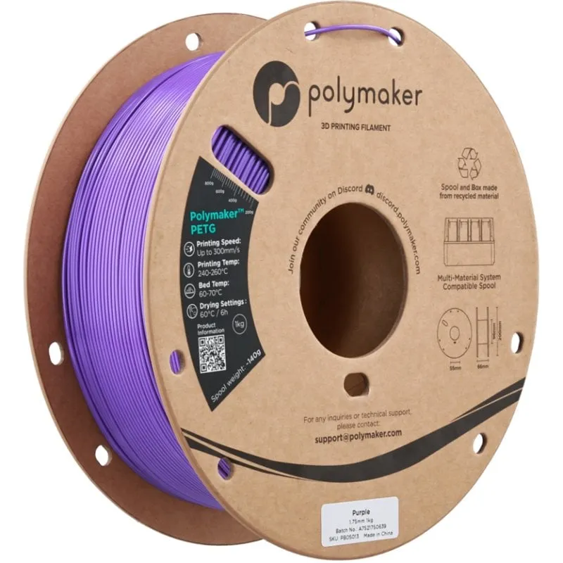 Filamento PETG Polymaker PB05013 Viola 1,75 mm Alta Velocità UV Resist. - immagine 1