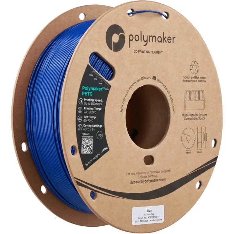 Filamento PETG Polymaker PB05006 Blu 1,75 mm Alta Velocità Resistente UV - immagine 1