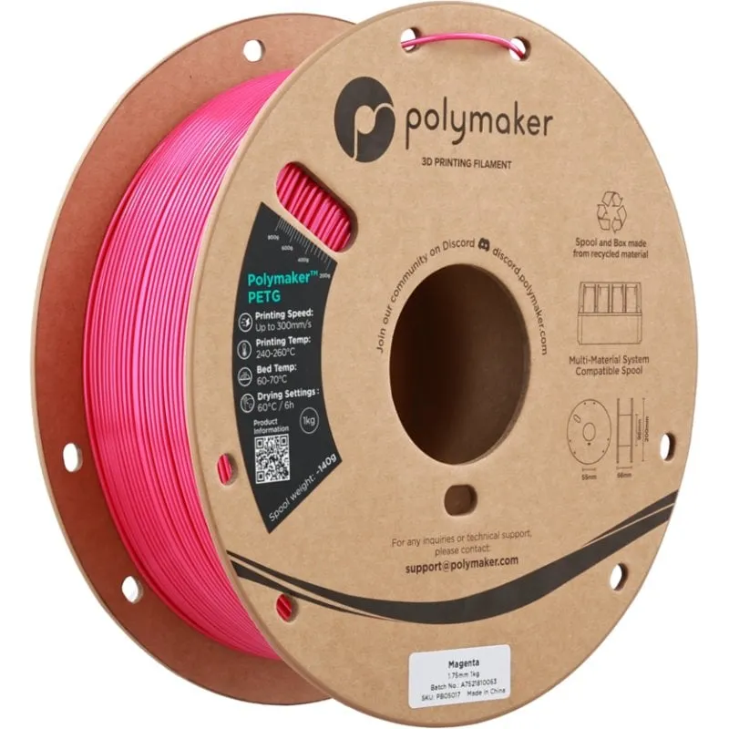 Filamento PETG Polymaker PB05017 Rosa 1,75 mm Alta Velocità UV Resist - immagine 1