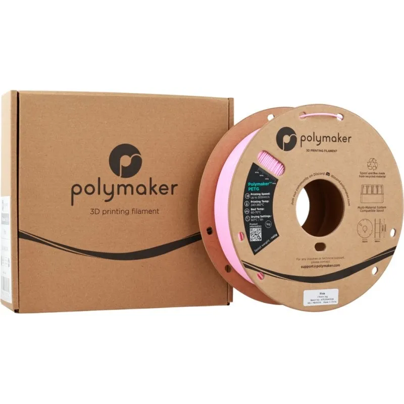 Filamento PETG Polymaker PB05018 Rosa 1,75 mm Alta Velocità Resistente UV - immagine 1